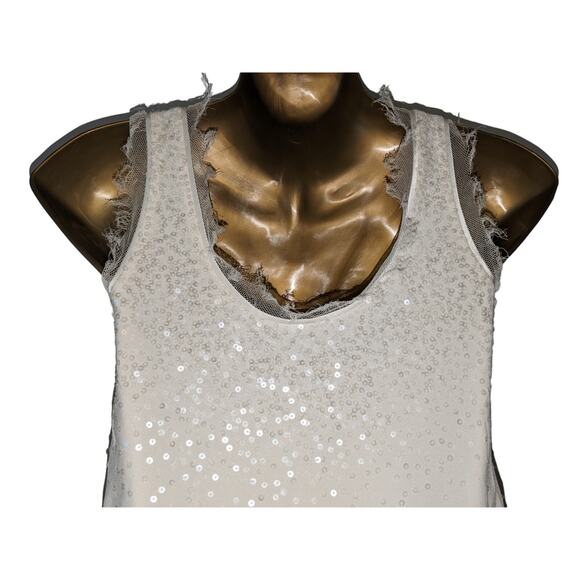 NWT Sz P Nicole Miller Collection Cream and Sequin Silk Dress - Picture 5 of 8